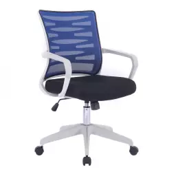 Nautilus Designs Spyro Designer Medium Back Detailed Mesh Task Operator Office Chair With Fixed Arms Blue Seat and White Frame - BCM/K488/WH-BL