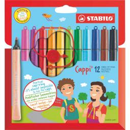 Stabilo Cappi Felt Pens with Cap Ring Pack of 12
