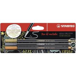 Stabilo Pen 68 Metallic Gold Silver and Copper Pack of 3