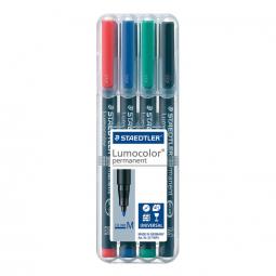 Staedtler Lumocolor OHP Pen Permanent Medium 0.8mm Assorted Pack of 4