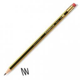 Staedtler Noris HB Pencil Rubber Tip Black Yellow Pack of 12