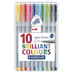 Staedtler Triplus Fineliner Desktop Box Assorted Colours Pack of 10