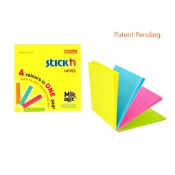 Stickn Magic Pad 76x76mm 4 Neon Colours Pack of 12