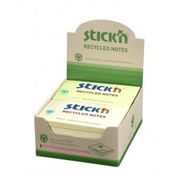 Stickn Recycled Sticky Notes 76x127mm 100 Sheets Per Pad Assorted Colours (Pack 12) - 21435WP
