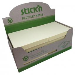 Stickn Recycled Notes 76x76mm Pack of 12