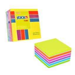 Stickn Repositionable Notes Neon Cube 76x76mm 400 Sheets