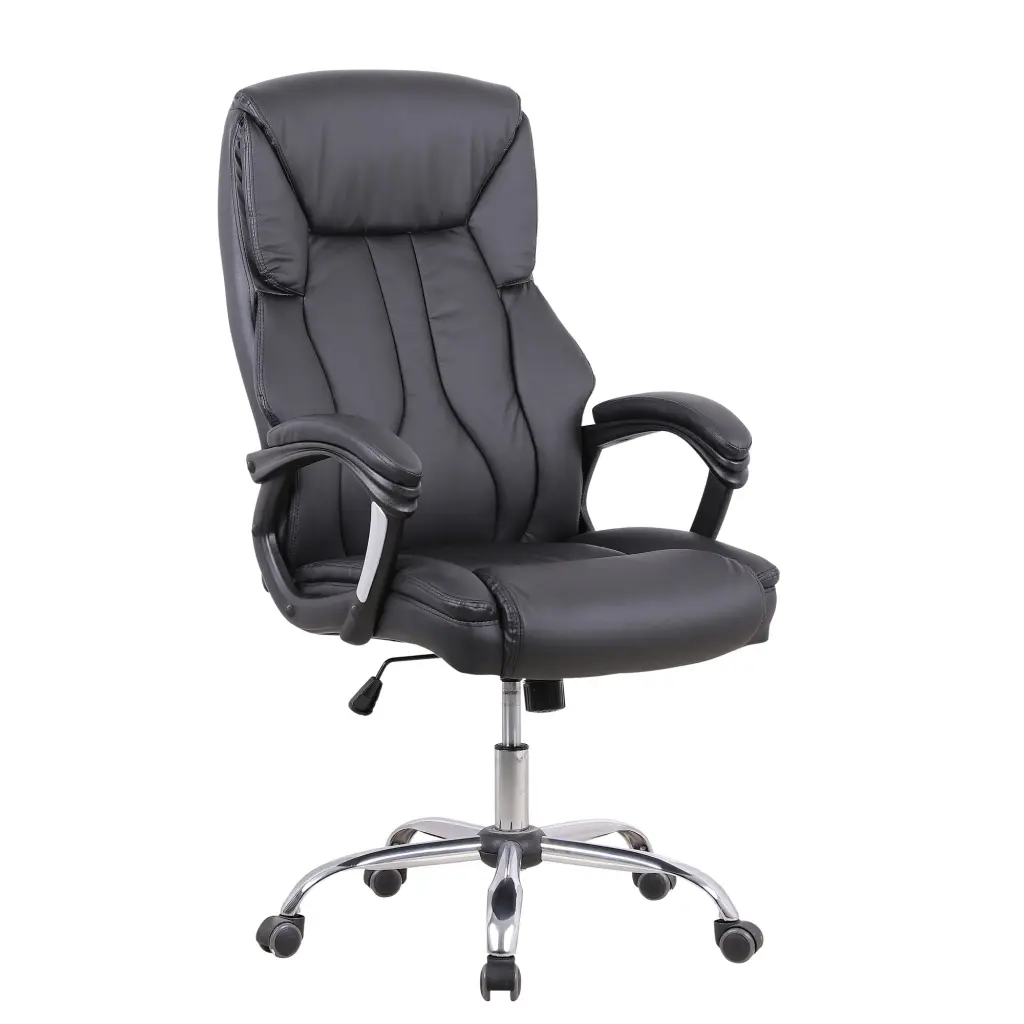 Dynamic Stratford High Back Black Leather Look Executive Office Chair With Fixed Arms - EX000251