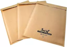 Surf All Paper Padded Mailing Envelopes Size K(7) - Internal Size 350mm x 470mm - Brown (Box 100) - SURFK7K