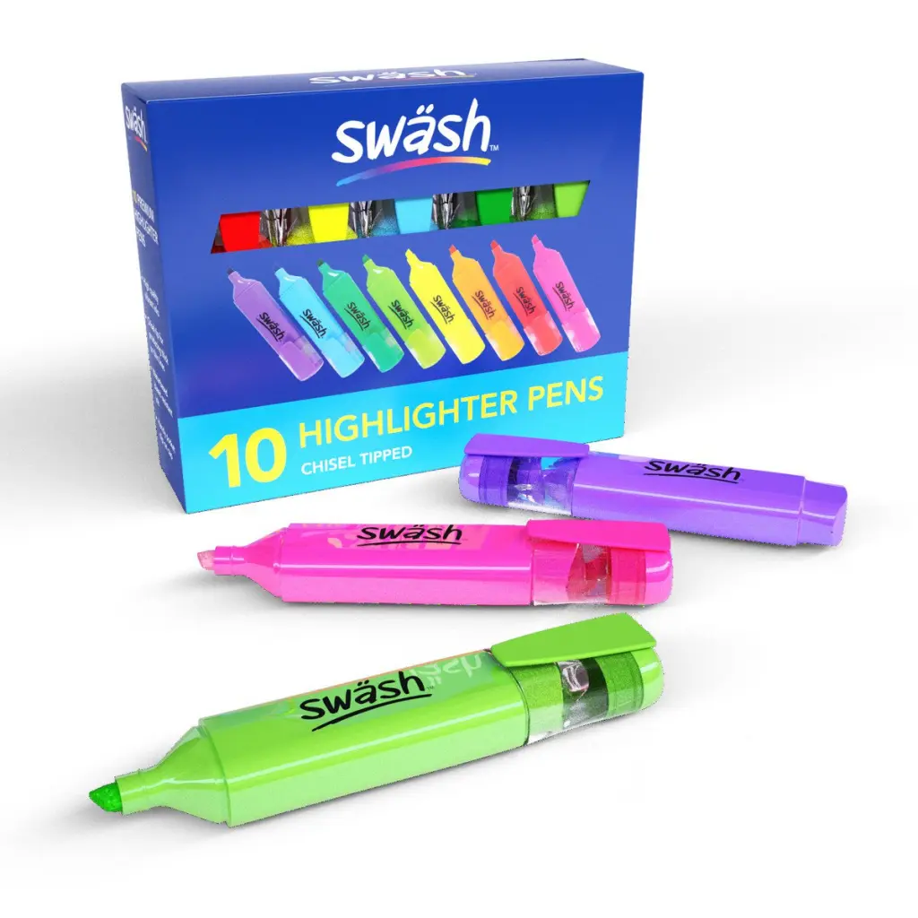 Swash Premium Highlighters Assorted Colours (Pack 10) - HLP10A