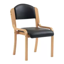 Nautilus Designs Tahara Stackable Conference/Visitor Chair Without Arms Black Vinyl Padded Seat & Backrest and Beech Frame - DPA2070/BE/BKV