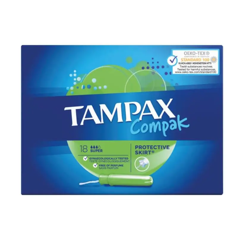 Tampax Compact Super Applicator Tampons Box x18 (Pack 6) - 31392