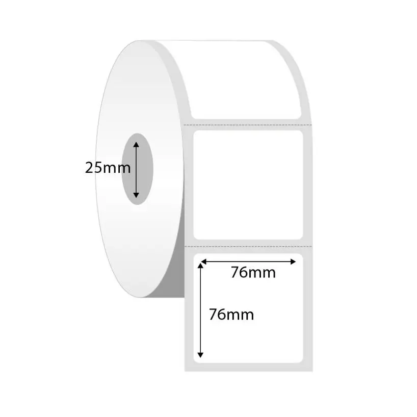 Thermalrite Direct Thermal Labels 76x76mm 25mm core (Pack 20 Rolls of 750 Labels per Roll) - RL76.76DT-25