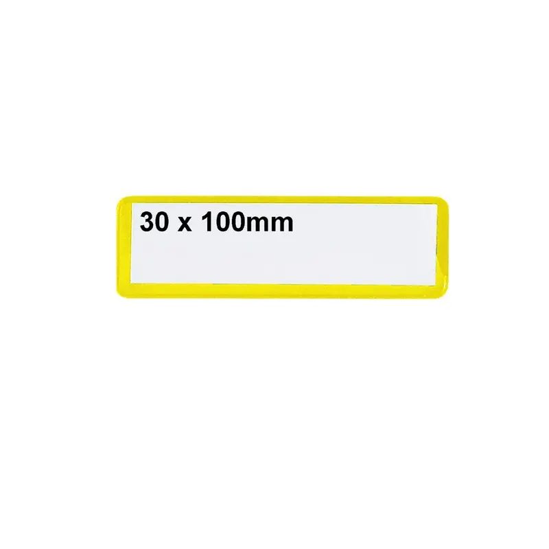 Beaverswood Magnetic PVC Clear Front Ticket Pouches For Warehouse Shelving and Racking H30mmxW100mm Yellow (Pack 100) - MP310Y