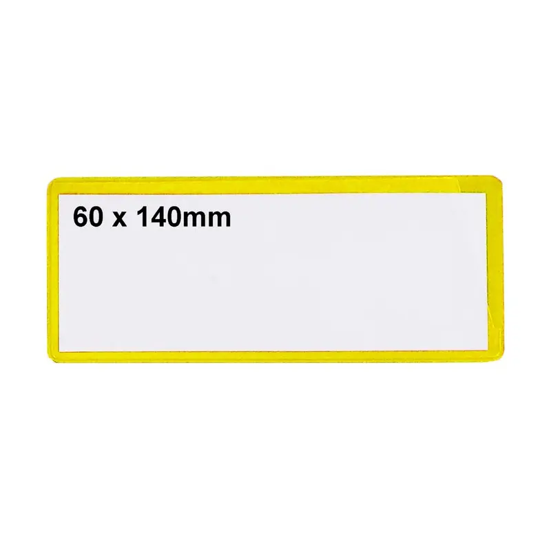 Beaverswood Magnetic PVC Clear Front Ticket Pouches For Warehouse Shelving and Racking H60mmxW140mm Yellow (Pack 100) - MP614Y