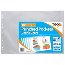 Tiger A3 Punched Pockets Landscape Pack of 10