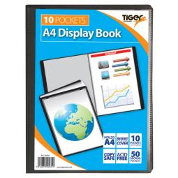 Tiger A4 Presentation Display Book Black 10 Pocket
