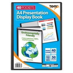 Tiger A4 Presentation Display Book Black 40 Pocket