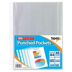Tiger A4 Punched Pockets Pack of 100