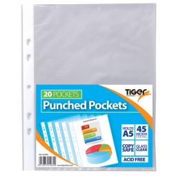 Tiger A5 Punched Pockets Pack of 20