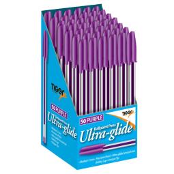 Tiger Ball Point Pens Purple Box of 50