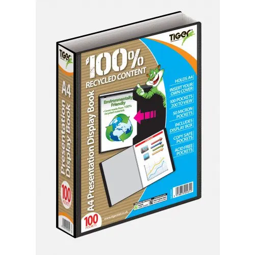 Tiger A4 Presentation Display Book 100 Pocket Black - 302431