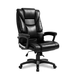 Nautilus Designs Titan Oversized High Back Leather Effect Executive Office Chair With Integral Headrest and Fixed Arms Black - BCP/G344/BK