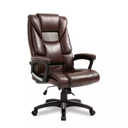 Nautilus Designs Titan Oversized High Back Leather Effect Executive Office Chair With Integral Headrest and Fixed Arms Brown - BCP/G344/BW