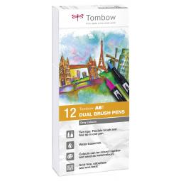 Tombow ABT Dual Brush Pen 2 tips Grey Tones Pack of 12