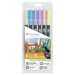 Tombow ABT Dual Brush Pen 2 tips Pastel Colours Pack of 6
