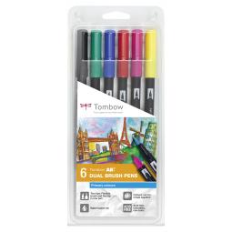 Tombow ABT Dual Brush Pen 2 tips Primary Colours Pack of 6