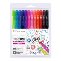 Tombow Dual Tip Twintone Bright Pens Pack of 12