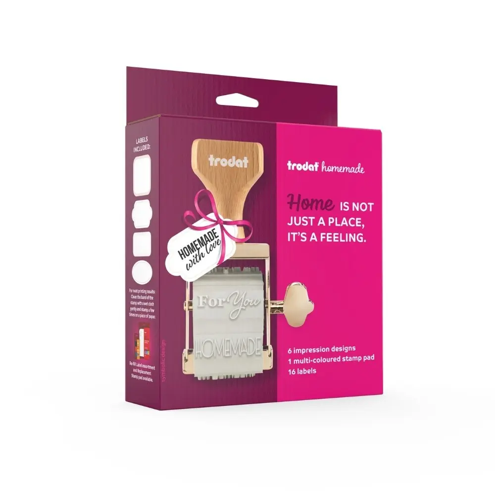 Trodat Homemade Stamp Set with Multi-Coloured Ink Pad and 16 Assorted Label Stickers - 205071