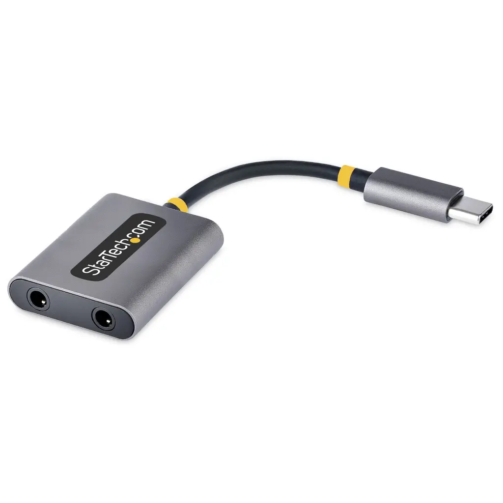 StarTech.com USB-C Headphone Splitter USB Type C Dual Mic Input USB C to 3.5mm Audio Adapter