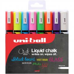 Uni Chalk Marker Bullet Tip Medium Assorted Pack of 8