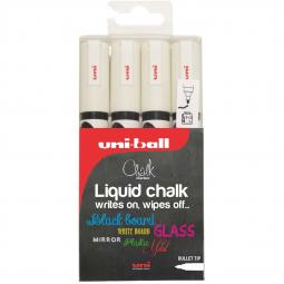 Uni Chalk Marker Bullet Tip Medium White Pack of 4