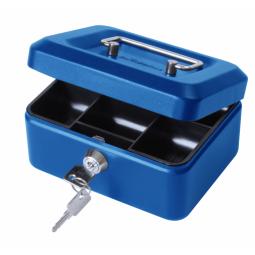 ValueX 6 Inch Key Lock Metal Cash Box Blue