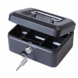 ValueX 8 Inch Key Lock Metal Cash Box Black