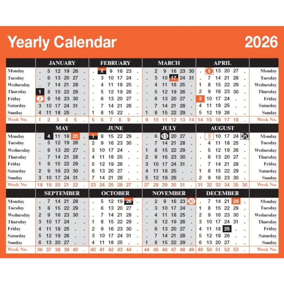 ValueX Calendar Year To View 2026 - YC1