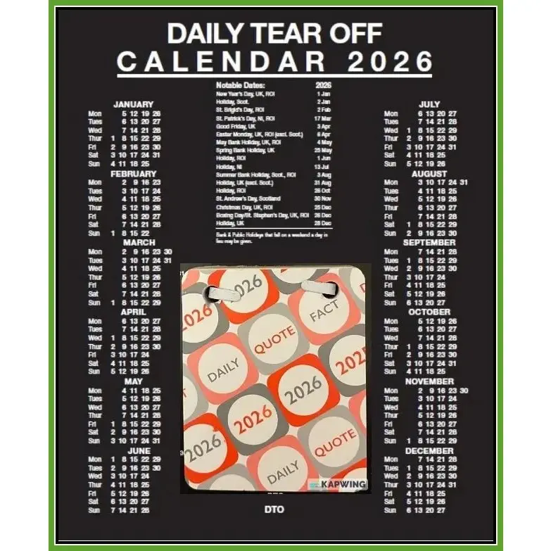 ValueX Daily Tear Off Desk Calendar 184 x 149mm 2026 - DTO