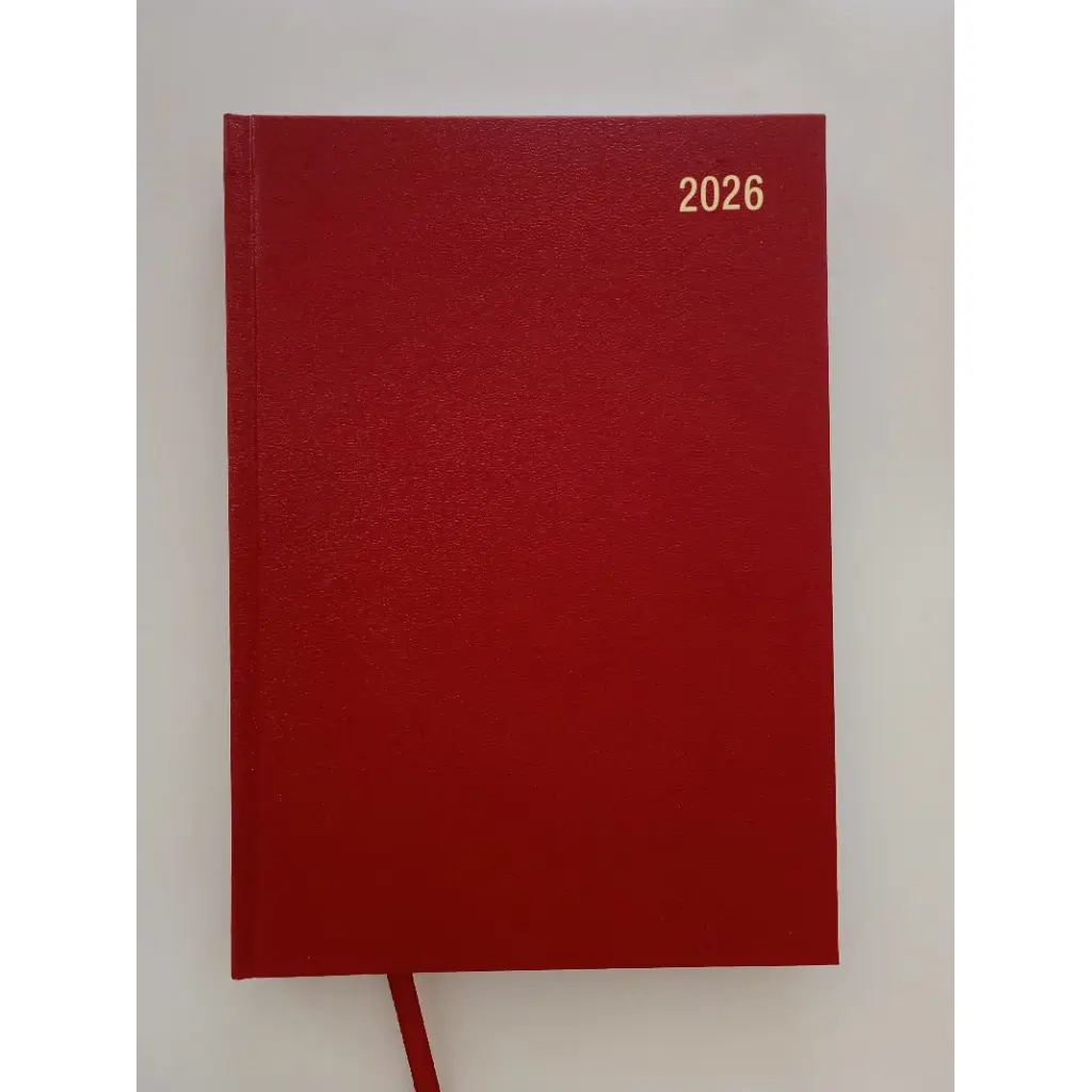 ValueX Desk Diary A4 Day Per Page 2026 Burgundy - BUSA41 Burg