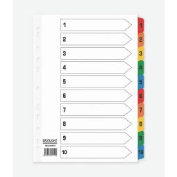 ValueX Index 1-10 A4 Mylar Coloured Tabs White