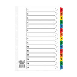 ValueX Index 1-15 A4 Mylar Coloured Tabs White