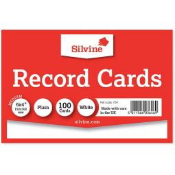 ValueX Record Card 152x102mmPlain White PacK100