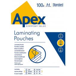 Value Fellowes Laminating Pouch A4 2x100 micron 6003301 Pack of 100