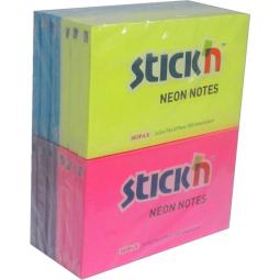 Value Stickn Sticky Notes 76x127mm Neon Assorted 21334 Pack of 12