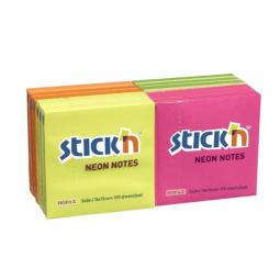 Value Stickn Sticky Notes 76x76mm Neon Assorted 21332 Pack of 12
