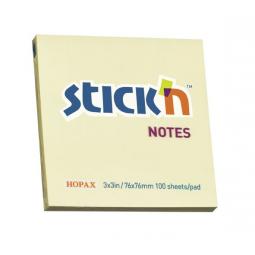 Value Stickn Sticky Notes 76x76mm Pastel Yellow Pack of 12