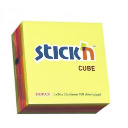 Value Stickn Sticky Notes Cube 76x76mm Neon Assorted 21012