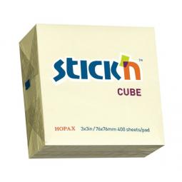 Value Stickn Sticky Notes Cube 76x76mm Pastel Yellow 21072