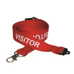 Visitor Lanyards 20mm Wide Red Pack of 10